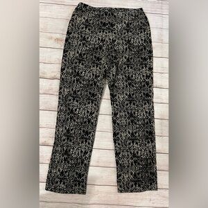 Crazy Horse Collection Women’s Cotton Blend Black And Cream Printed Pants Size 8